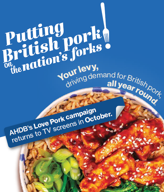 Promotional graphic featuring slogan: Putting British pork on the nation's forks.